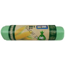 Worki ECO biodegradowalne 60l 15szt zielone