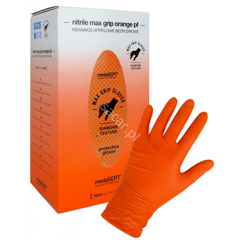 Rękawice medaSEPT Max GRIP orange M 100szt.