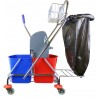 Wózek metal 2x17l uchwyt + koszyk CleanPRO