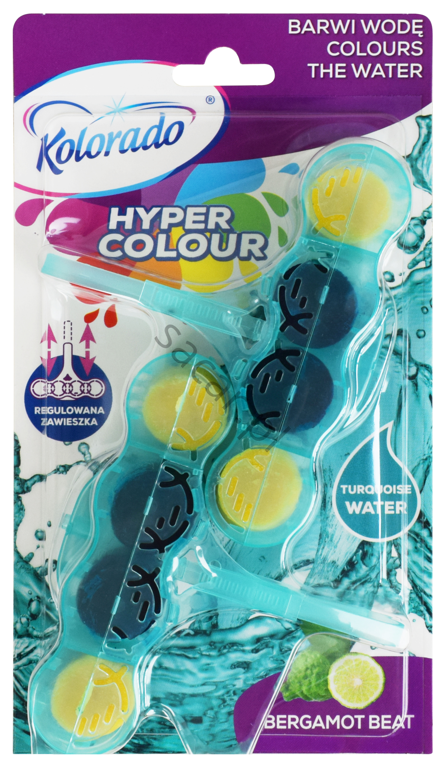 Kostka do WC HYPER COLOUR Turquoise 2x45g